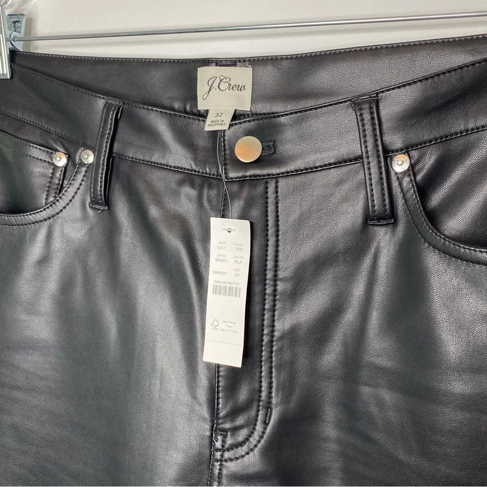 J. Crew Faux Leather High Rise Slim Demi Boot Pants